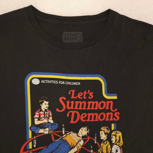 Steven Rhodes Lets Summon Demons Crew Neck Shirt Mens Size Extra Large XL Black - Picture 1 of 11
